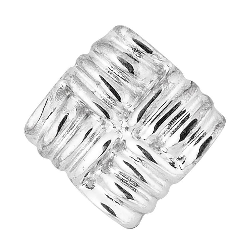 925 Sterling Silver Textured Square Manhattan Pendant - Una Storia