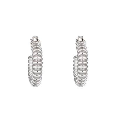 Geneva Spiral Hoop Earrings in 925 Silver, 25 mm Diameter - Una Storia