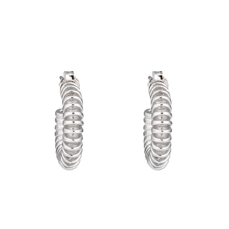 Geneva Spiral Hoop Earrings in 925 Silver, 25 mm Diameter - Una Storia