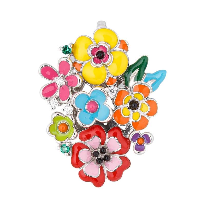 Madeira 925 Silver, Multicolor Enamel & Cubic Zirconia Pendant - Una Storia
