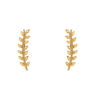 Yellow Gold-Plated Laurel Drop Earrings - Naïades