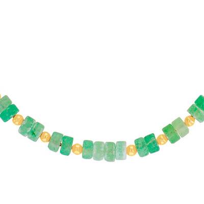 Bracelet Quartzite Verte & Plaqué Or, Longueur 18 cm - Naïades