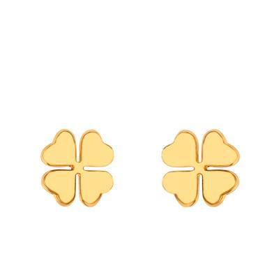 Yellow Gold-Plated Four-Leaf Clover Stud Earrings - Naïades