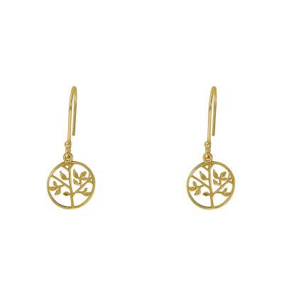 Boucles d'oreilles fantaisie arbre de vie en plaqué or jaune - Naïades