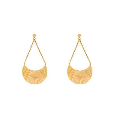 Yellow Gold-Plated Half-Moon Drop Earrings - Naïades