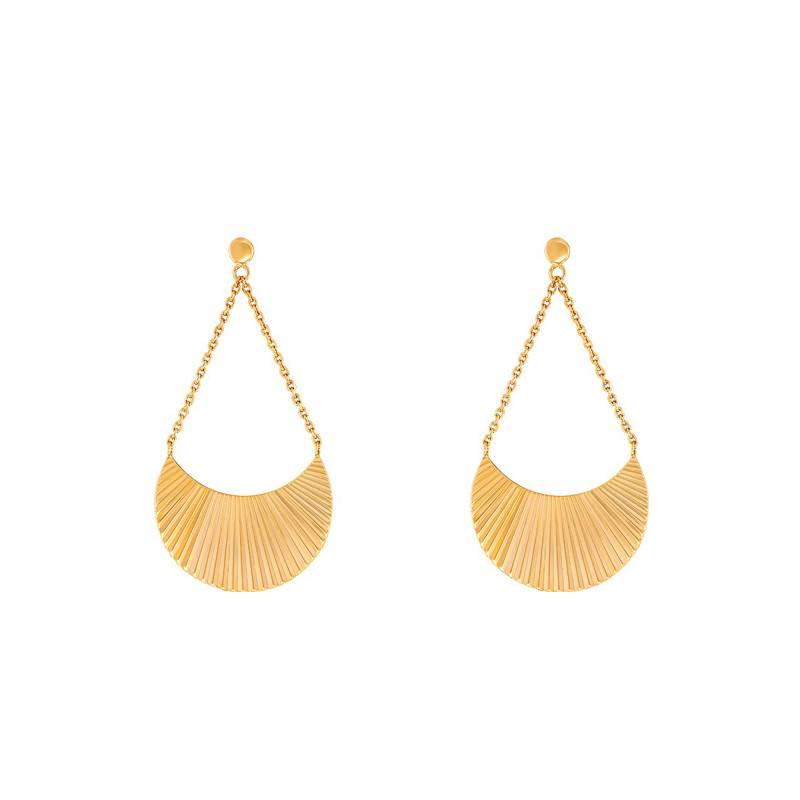 Yellow Gold-Plated Half-Moon Drop Earrings - Naïades