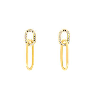 Yellow Gold-Plated & Zirconia Drop Earrings - Naïades