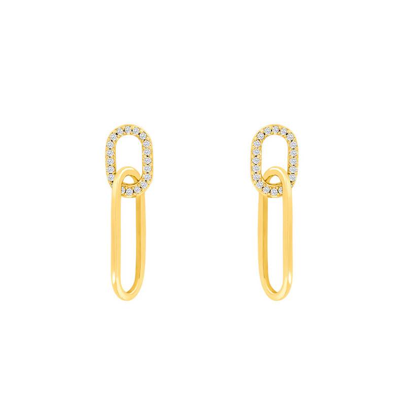Yellow Gold-Plated & Zirconia Drop Earrings - Naïades