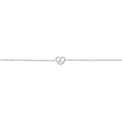 925 Silver Two-Heart Bracelet, Length 18 cm - Naïades