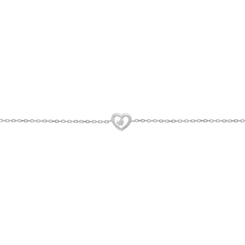 925 Silver Two-Heart Bracelet, Length 18 cm - Naïades