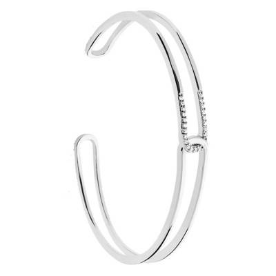 Jonc argent rhodié & oxyde de zirconium, Diamètre 58 mm - Naïades