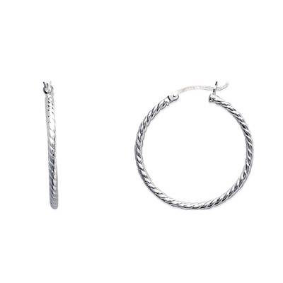 925 Silver Diamond-Cut Hoop Earrings, 30 mm Diameter - Naïades