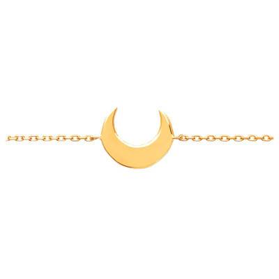 Yellow Gold-Plated Crescent Moon Bracelet, 16 cm to 18 cm Length - Naïades