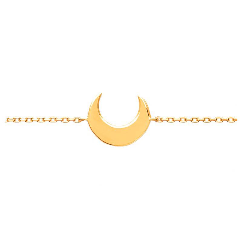 Yellow Gold-Plated Crescent Moon Bracelet, 16 cm to 18 cm Length - Naïades