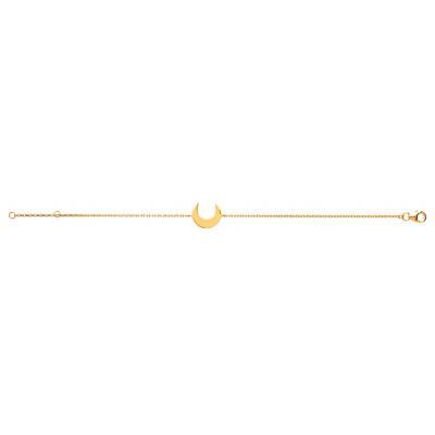 Yellow Gold-Plated Crescent Moon Bracelet, 16 cm to 18 cm Length - Naïades