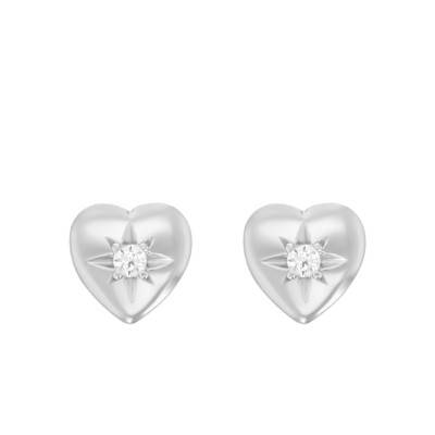 Boucles d'Oreilles Cœur & Étoile Oxyde de Zirconium, Argent - Naïades
