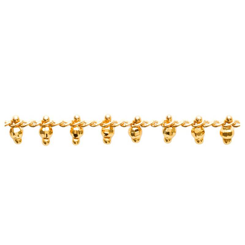 Yellow Gold-Plated Faceted Bead Bracelet, Adjustable Length 16 cm to 18 cm - Naïades