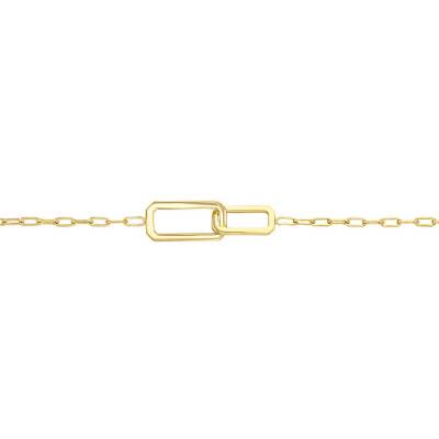 Bracelet chaîne double anneau, plaqué or, Longueur 18 cm, Largeur 2 mm - Naïades