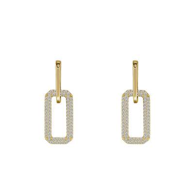 Boucles d'oreilles pendantes, plaqué or et zircons - Naïades