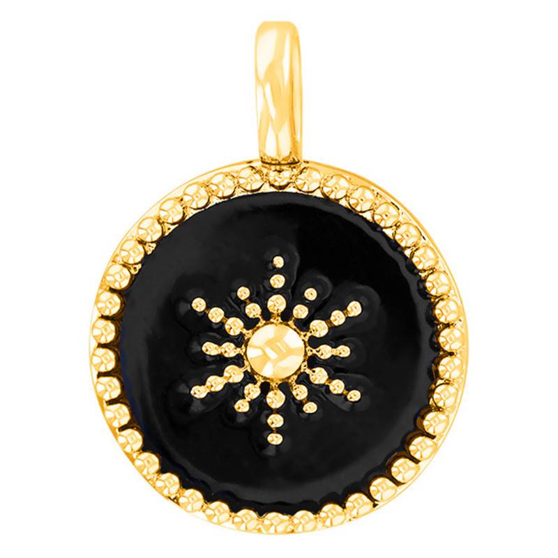 Black Stone & Gold-Plated Sun Pendant - Naïades