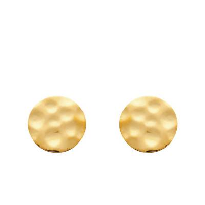 Boucles d'oreilles fantaisie, plaqué or jaune, finition martelée - Naïades