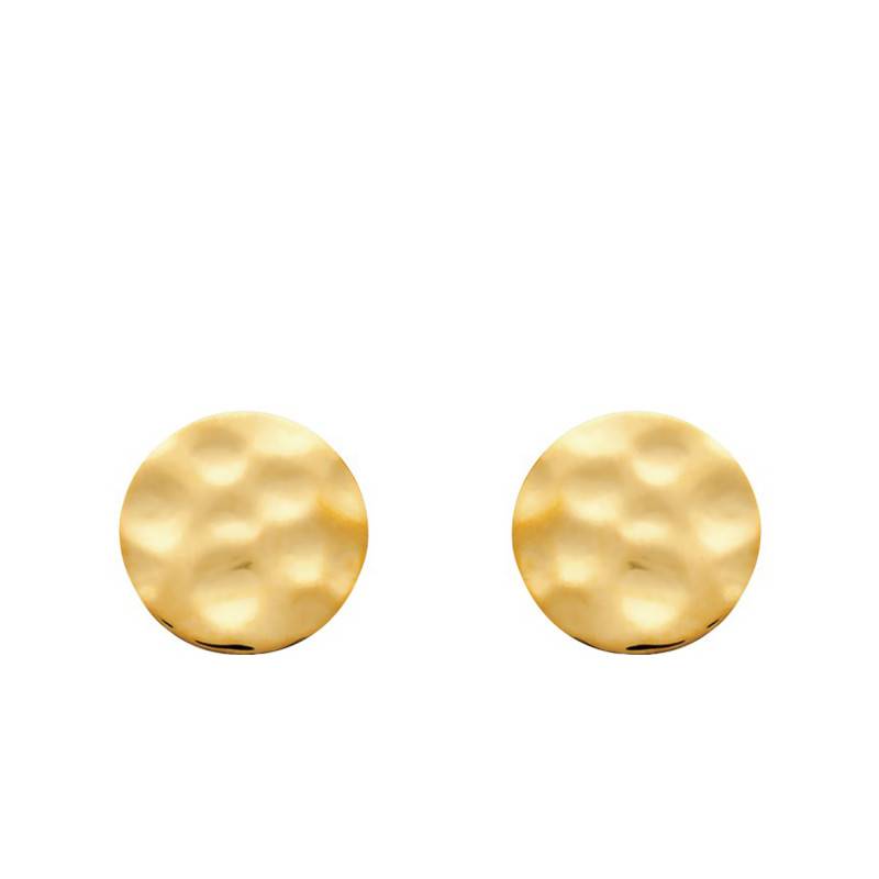 Hammered Yellow Gold-Plated Fantasy Stud Earrings - Naïades