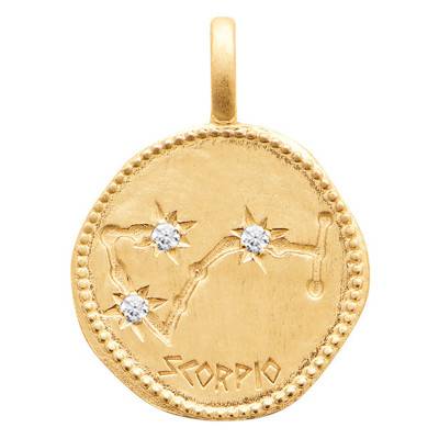 Pendentif Constellation Scorpion Plaqué Or & Oxydes, Diamètre 14 mm - Naïades