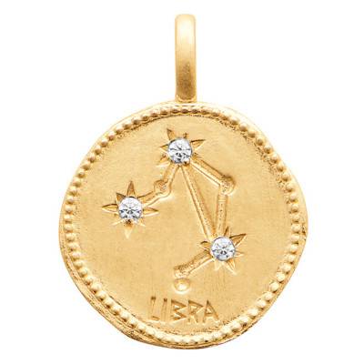 Pendentif Constellation Balance Plaqué Or & Oxydes, Diamètre 14 mm - Naïades