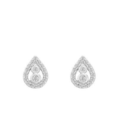Boucles d'Oreilles Puces Goutte d'Eau en Argent 925 & Oxydes de Zirconium - Naïades