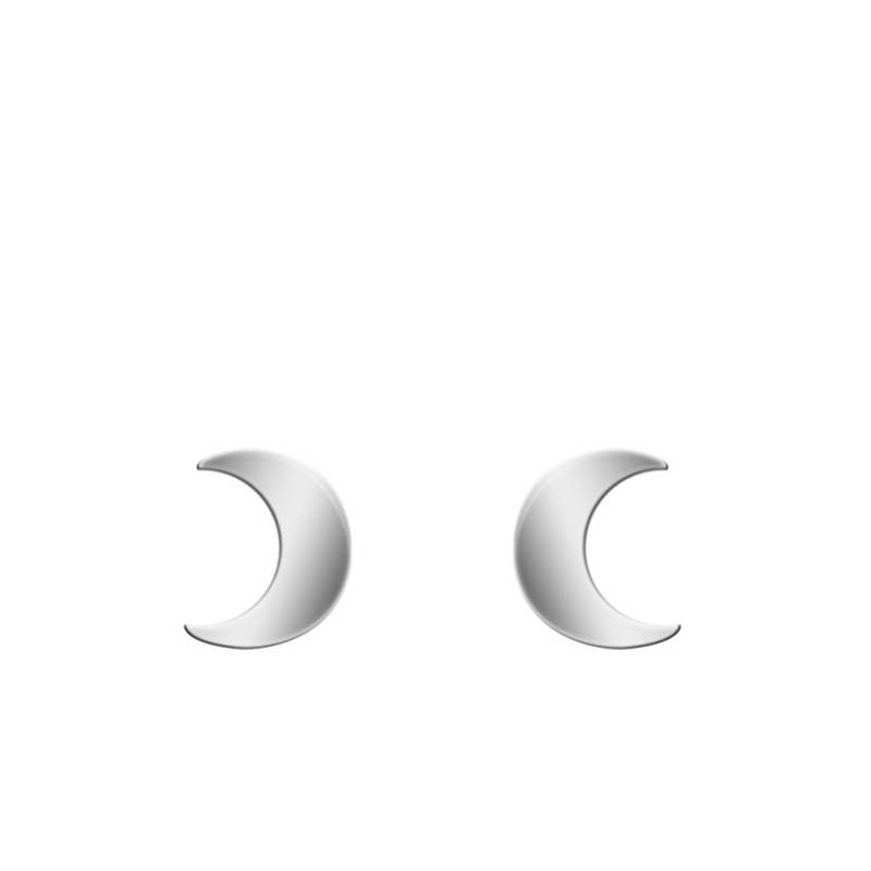 Sterling Silver Moon Stud Earrings - Naïades