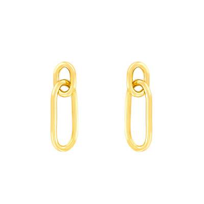 Yellow Gold-Plated Trombone Earrings - Naïades