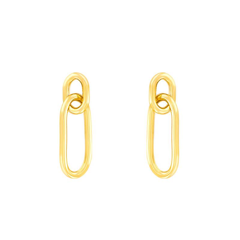 Yellow Gold-Plated Trombone Earrings - Naïades