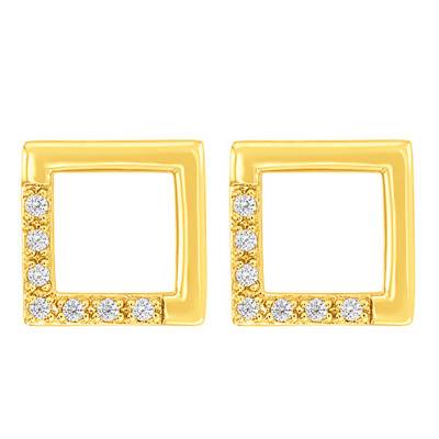 Boucles d'oreilles carrées zircons plaqué or - Naïades