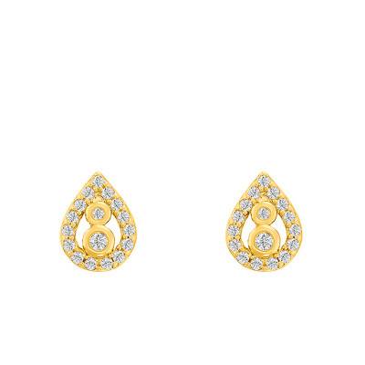 Teardrop Yellow Gold-Plated & Zirconium Oxide Stud Earrings - Naïades