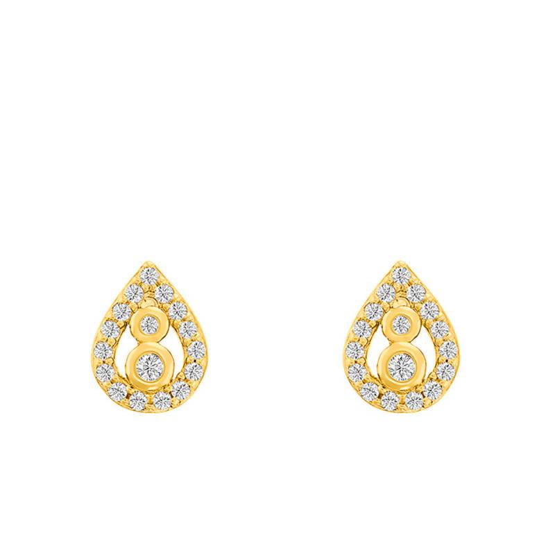 Teardrop Yellow Gold-Plated & Zirconium Oxide Stud Earrings - Naïades