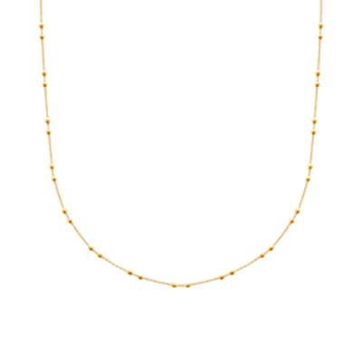 750/1000 Gold-Plated Cable Chain and Bead Necklace, Length 42 to 50 cm - Naïades