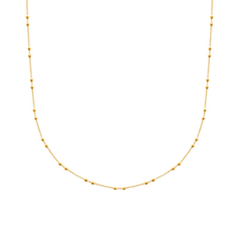 750/1000 Gold-Plated Cable Chain and Bead Necklace, Length 42 to 50 cm - Naïades