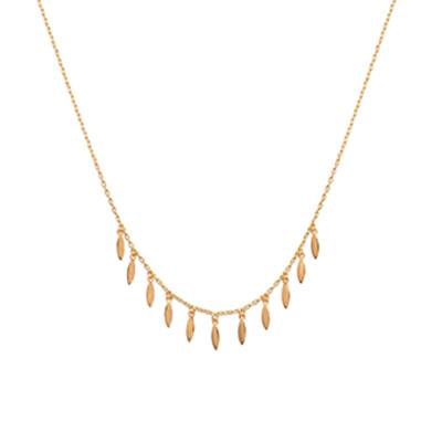 Brass 750 Yellow Gold-Plated Leaf Dangle Necklace - Naïades