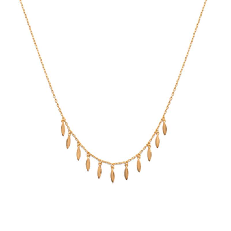 Brass 750 Yellow Gold-Plated Leaf Dangle Necklace - Naïades