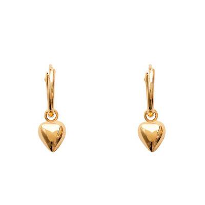 Yellow Gold-Plated Heart Hoop Earrings, 10 mm Diameter - Naïades
