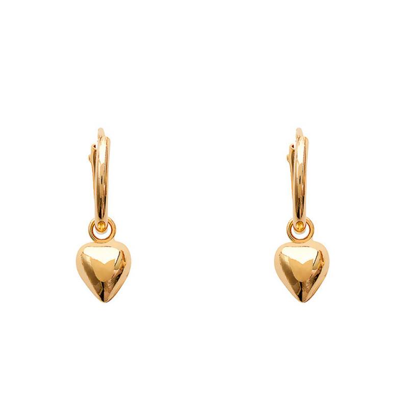 Yellow Gold-Plated Heart Hoop Earrings, 10 mm Diameter - Naïades