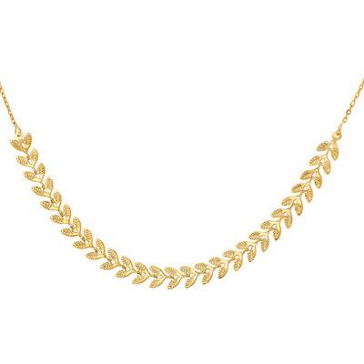 Yellow Gold-Plated Laurel Leaf Necklace, 42 cm Length - Naïades