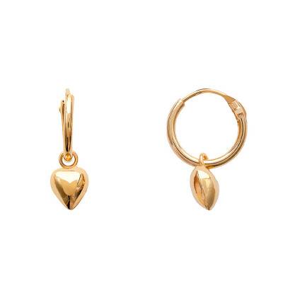 Yellow Gold-Plated Heart Hoop Earrings, 10 mm Diameter - Naïades