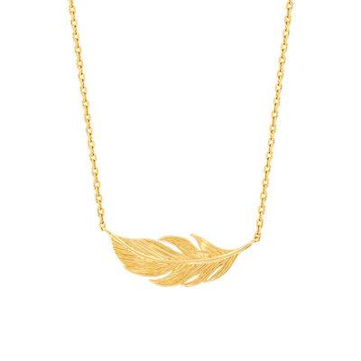 Gold-Plated Leaf Necklace, 45 cm Length - Naïades