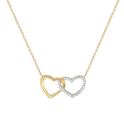 Gold-Plated & Cubic Zirconia Intertwined Hearts Necklace, 42 cm - Naïades
