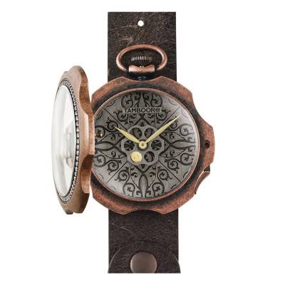 Montre à Gousset Tattoo Dirty Bronze Zirconia TB-101-BR-ZW-SL-CP - Tambooro