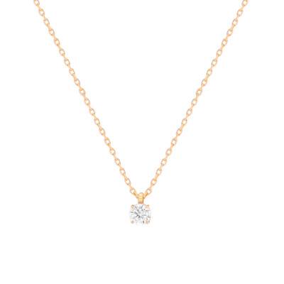 Yellow 750/1000 Gold-Plated & Cubic Zirconia Solitaire Necklace, 45 cm - Naïades