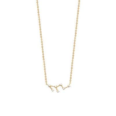 Yellow Gold-Plated Leo Constellation Necklace with Oxides, 45 cm Length - Naïades