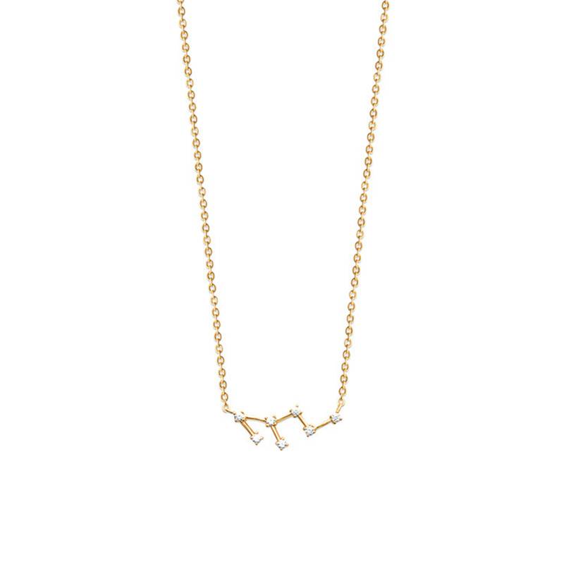 Yellow Gold-Plated Leo Constellation Necklace with Oxides, 45 cm Length - Naïades
