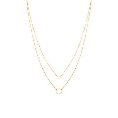 Collier double pendentif plaqué or, Longueur 40 cm - Naïades